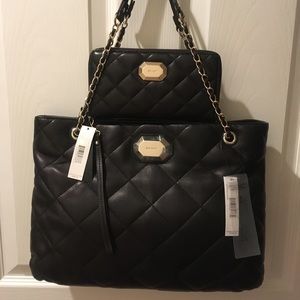 FINAL - NWT DKNY quilted nappa leather set - black